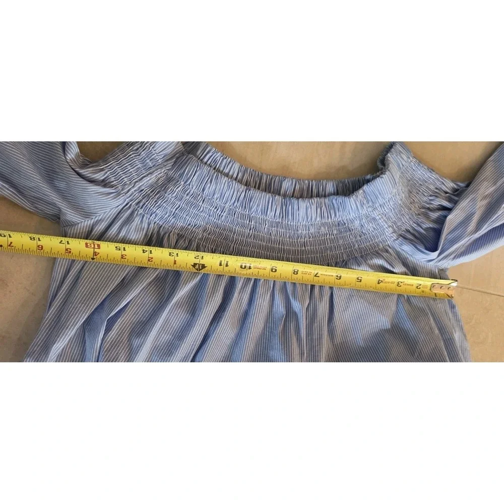 DO+BE Off‎ The Shoulder Top Smocked Tie Sleeve Coastal Grandmillennial Preppy S
